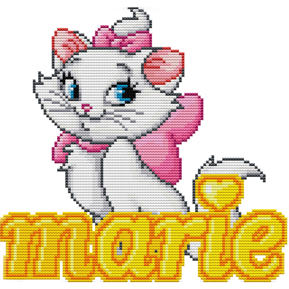 

Pink Cat - 14CT Stamped Cross Stitch - 27*26CM, 501 Original
