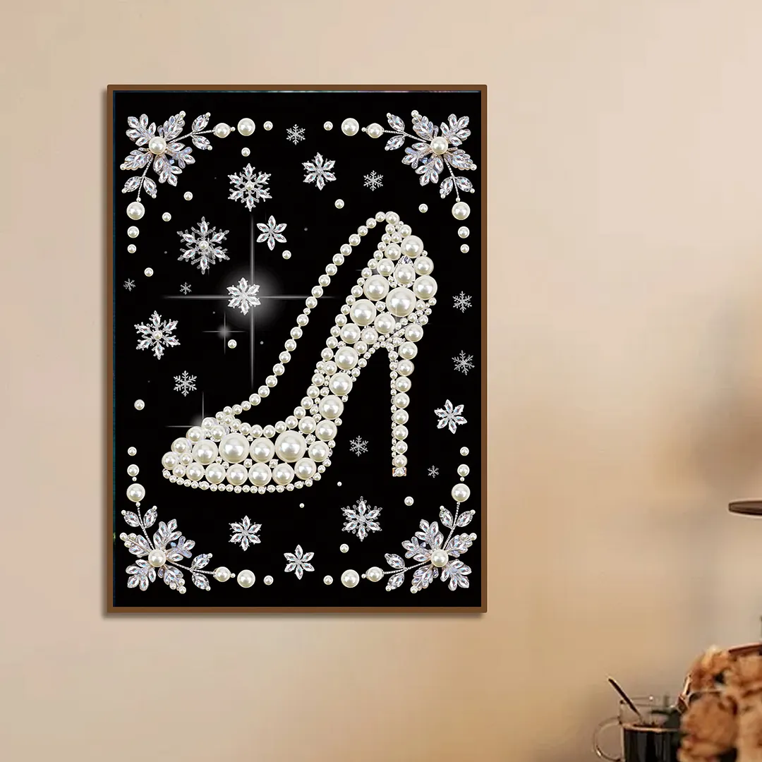 High Heels Special Shaped DIY Partial Drill Diamond Art Pearl Painting Kit for Adults Beginners Home Decor Art Craft Pearl Diamond Painting 30x40cm