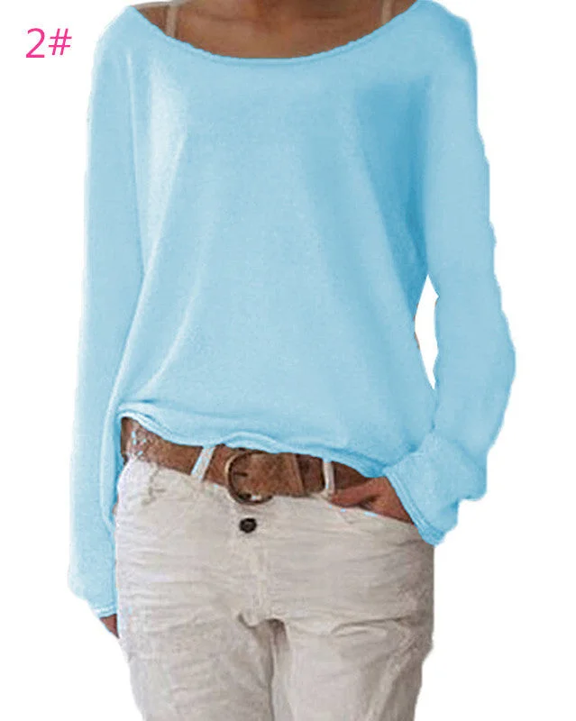 Brownm Beautiful Versatile Solid Color Knit Blouses