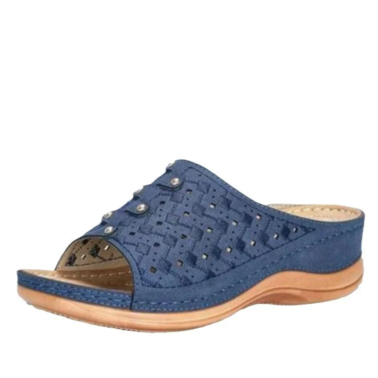 Yyvonne Summer New New Heel Thick-Bottomed Large-Size Hollow Casual Beach Women's Sandals