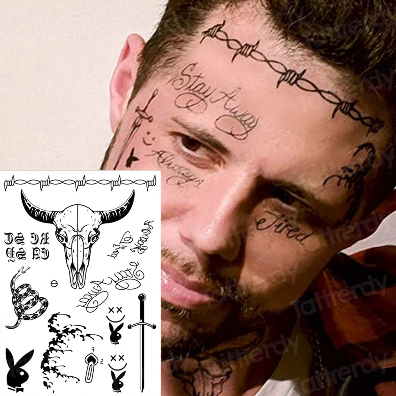 halloween stickers face temporary tattoo sticker for man neck boys tattoo & body art sword tattoo black face tattoo sticker sexy