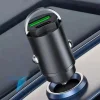 Mini chargeur de voiture rapide avec anneau de traction en m&eacute;tal et double port USB