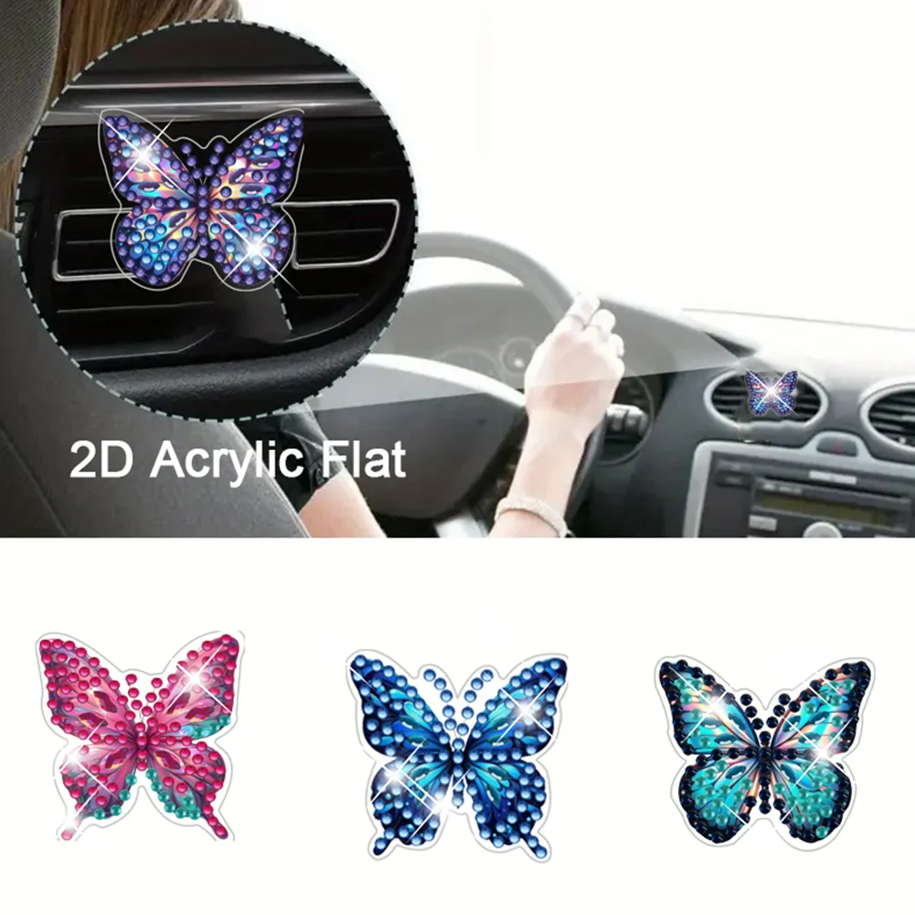 4pc Butterfly DIY Diamond Painting Car Air Vent Clip Air Freshener for Adults
