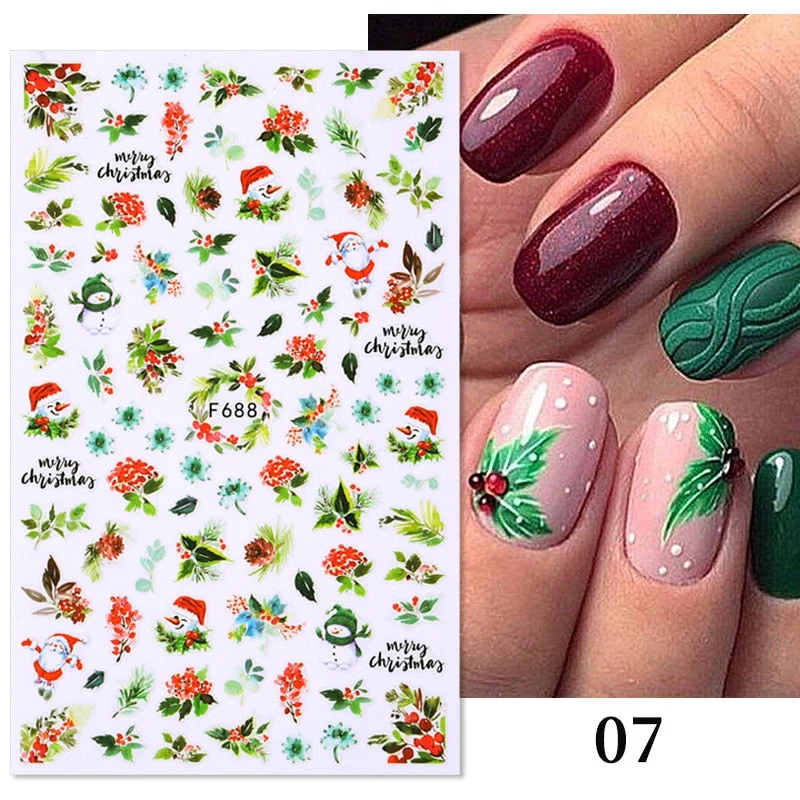 3D Christmas Nail Art Decoration Stickers Halloween Pumpkin Skull Geometry Snowflake Winter Design Slider Nail Foils Manicures-Nail Inspo