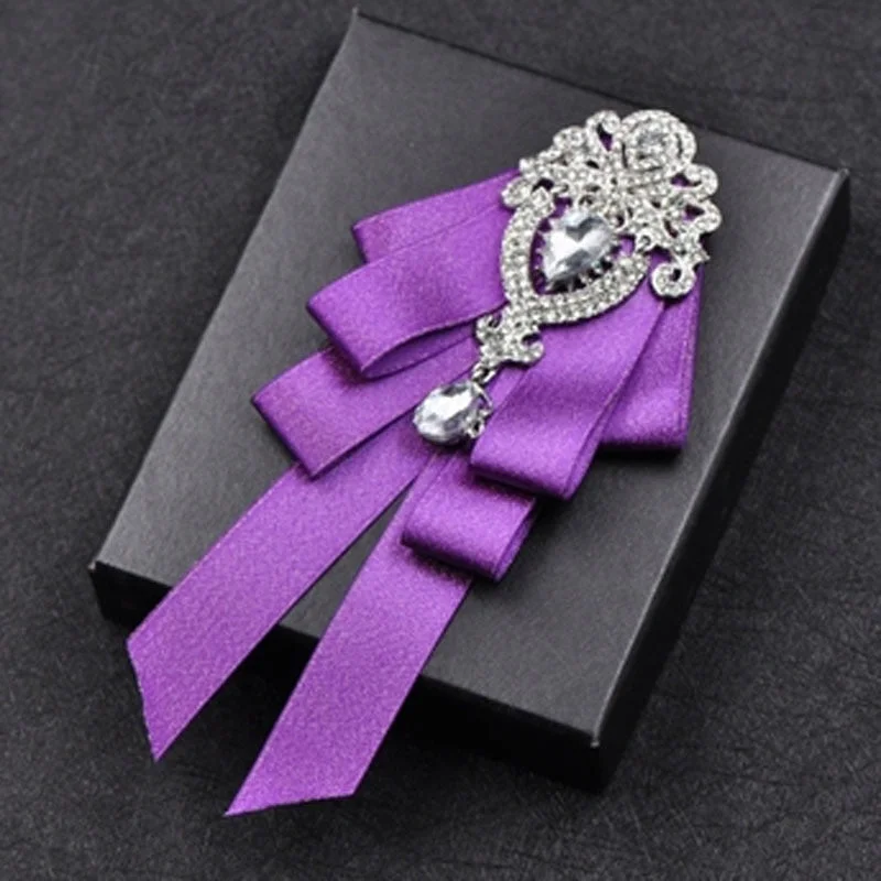 High-quality Fashion Handmade Red Diamond Bow Tie Wedding Collar Bowtie Brooch Pocket Towel Square Set Gifts for Men Accessories