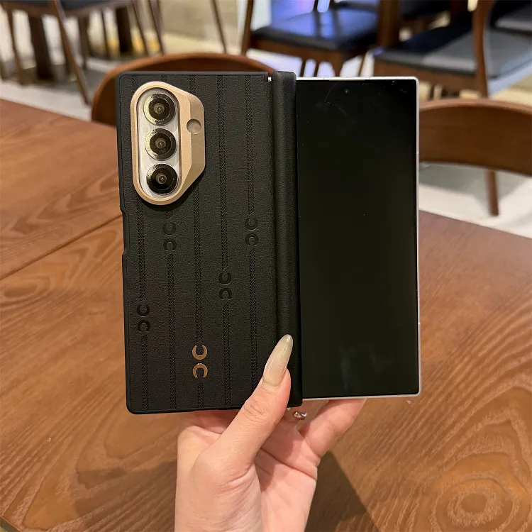 Magnetic Hinge Protective Case for Samsung Galaxy Z Fold7, Embossed Crescent Texture