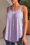 Plus Size Decorative Button Solid Curved Hem Tank Top