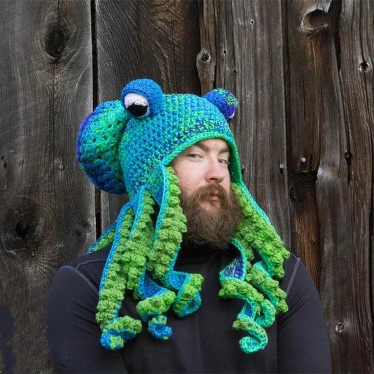 Octopus Pattern Color Block Knitted Hat - tree - Codlins