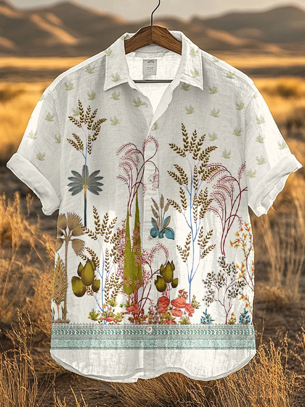 Men's Flowers And Plants Art Print Casual Shirt