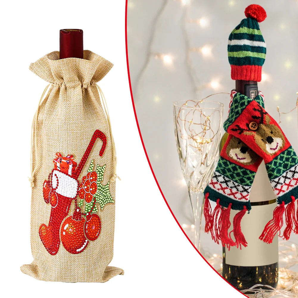 DIY Diamond Painting Xmas Wine Bottle Bag - Sock