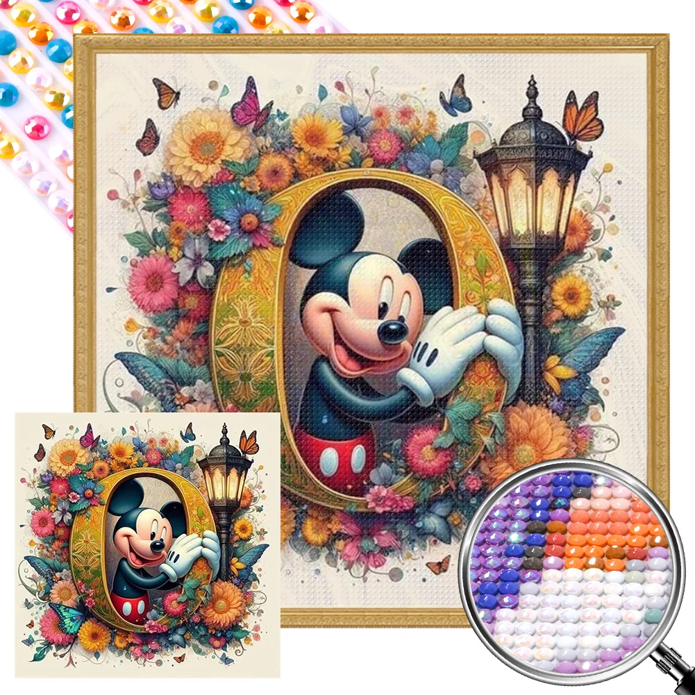 Partial AB Diamond Painting - Full Round Drill - Mickey Minnie Letters(Canvas|35*35cm)