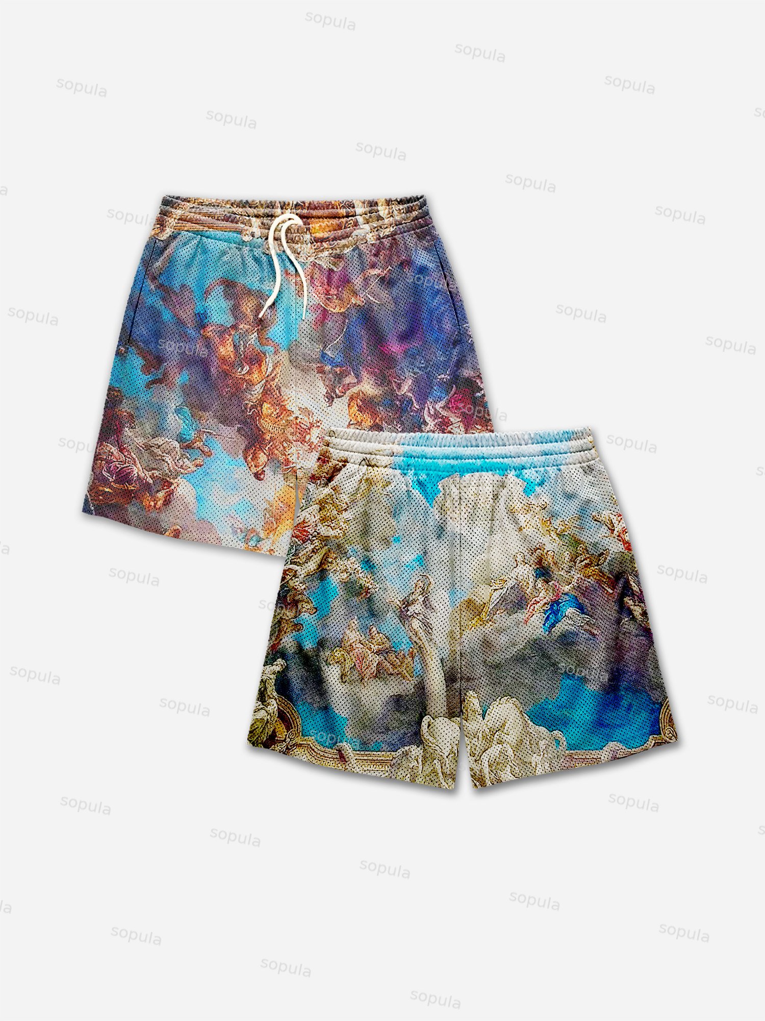 God Heaven Print Mesh Shorts - SOPULA