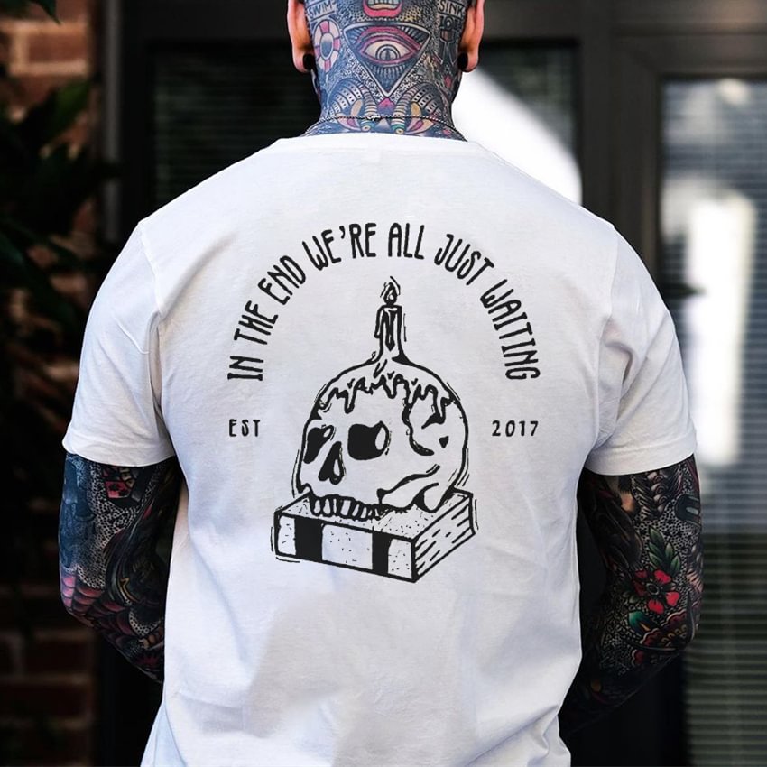 Skull candle letter printed T-shirt designer -  