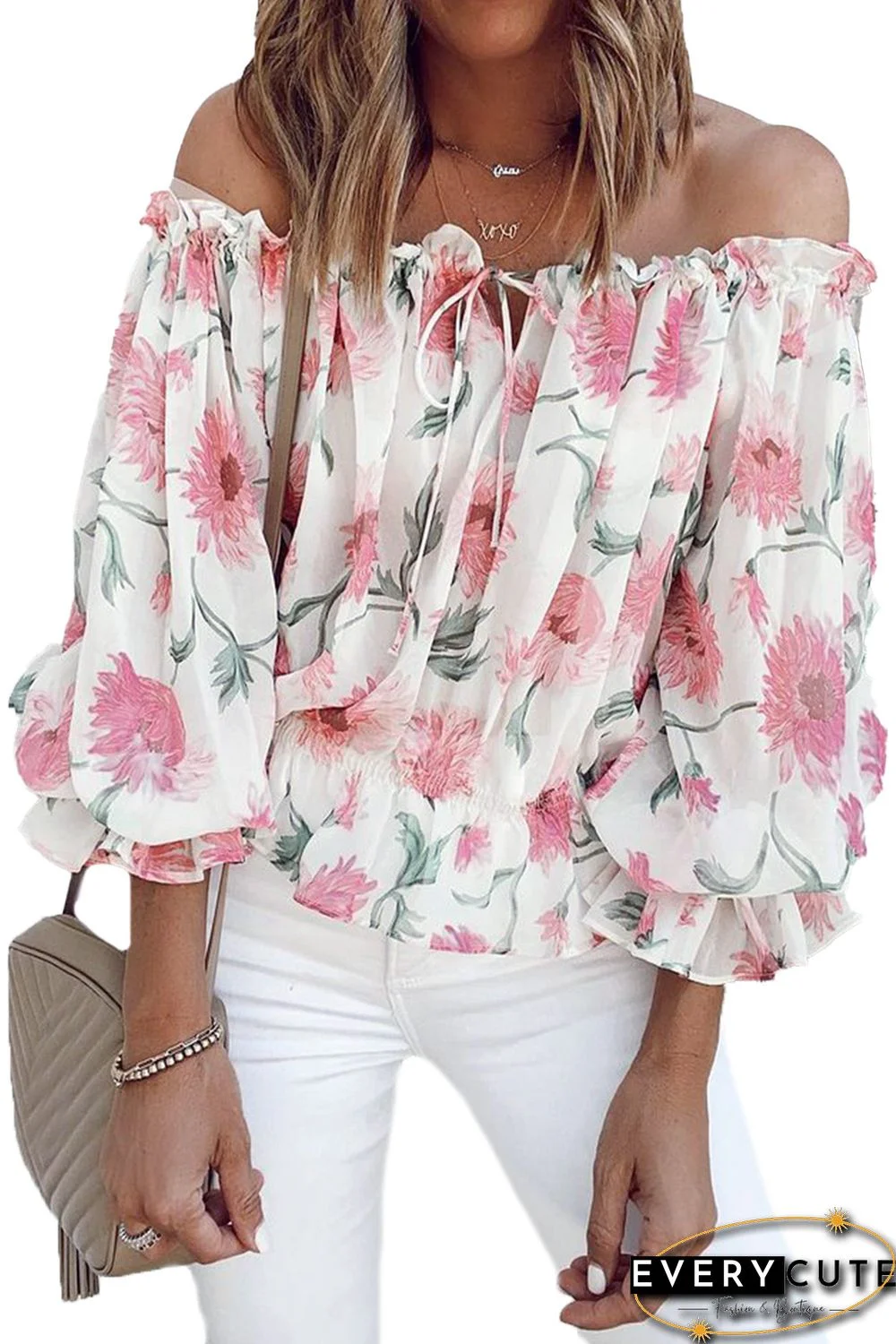 Floral Print Off the Shoulder Blouse