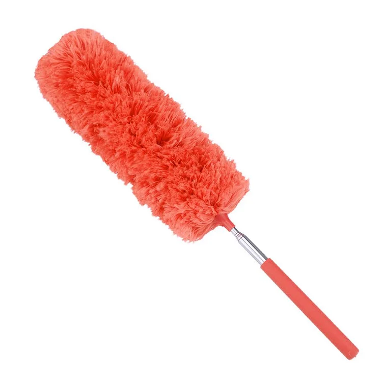 Adjustable Stretch Extend Microfiber Duster Dusting Brush Cleaning (Orange)