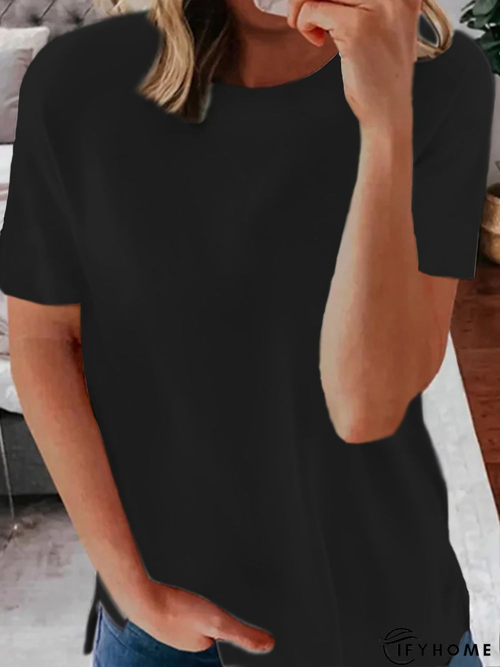 Solid Loosen Casual Short Sleeve Tops | IFYHOME