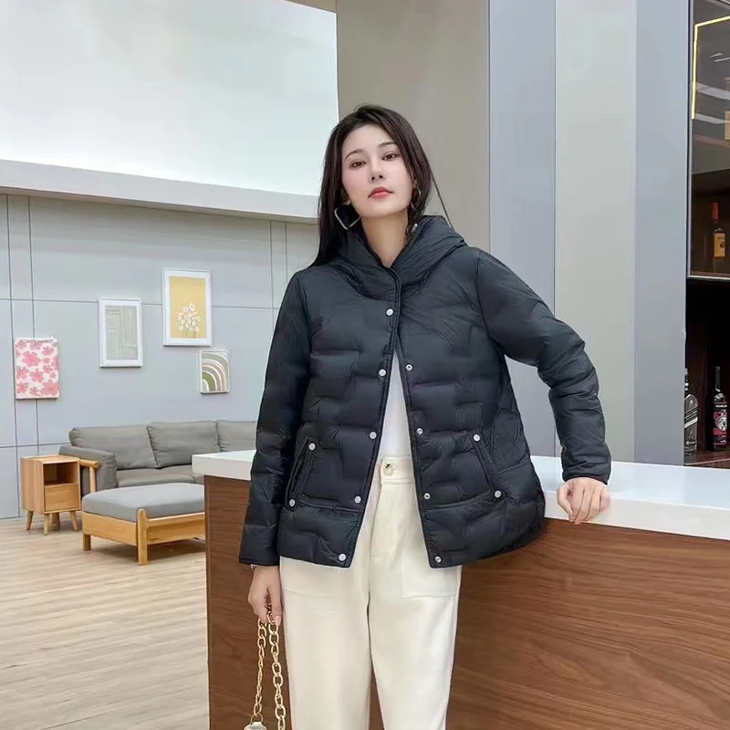 Woherb Autumn And Winter New Fashion Pressure Glue In The Thin Down Jacket Female Hood Short Fashion Warm Winter Dress Coat Tide-Outfit Ideas
