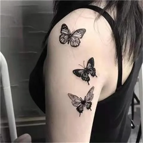 Black and White Butterfly Tattoo Sticker Waterproof Sexy Tattoos for Women Body Art Fake Tattoo Clavicle Arm Leg Tattoo Stickers