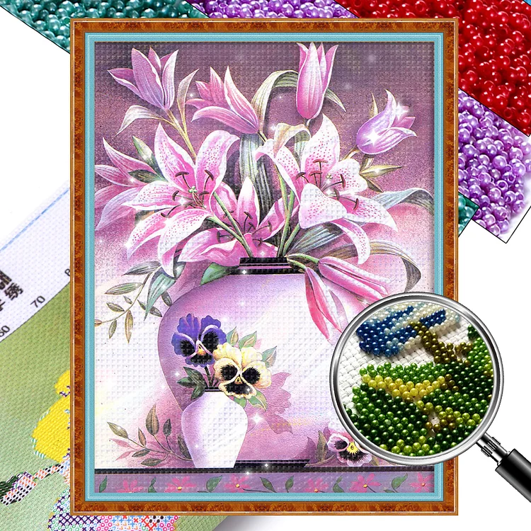 Scented Lily - 9CT Bead Embroidery Cross Stitch(49*67cm)(Full Embroidery)