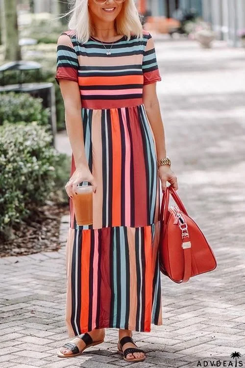 Colorful Stripe Maxi Dress