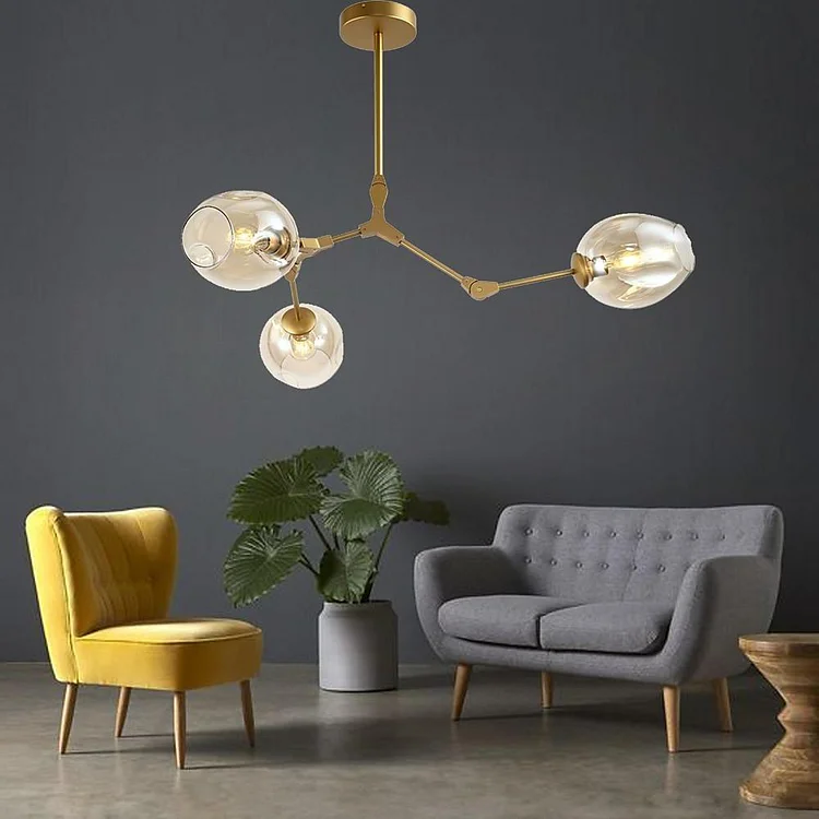 3 Bulbs Geometrical LED Modern Glass Sputnik Chandelier Pendant Light - Appledas