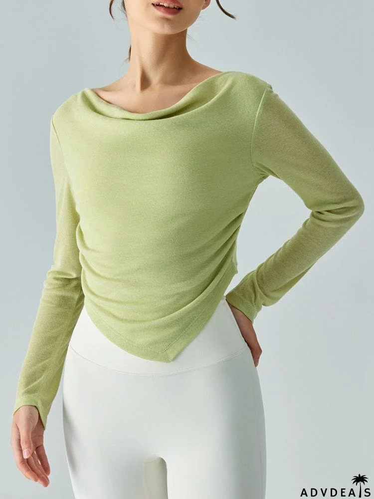 Cowl Neck Long Sleeve Sports Top