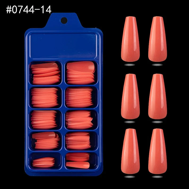 Lamemoria 100/500pcs/opp/box Fake Nails Coffin Nail Tips Press on Nails Natural Clear Long Ballerina DIY False Nail Full Cover-Nail Inspo