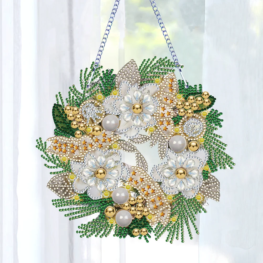 5D DIY Hanging Wreath Diamond Christmas Diamond Wall Decor Wreath