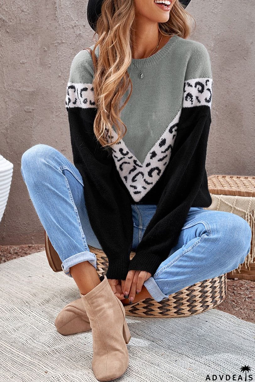 Black Colorblock Chevron Sweater