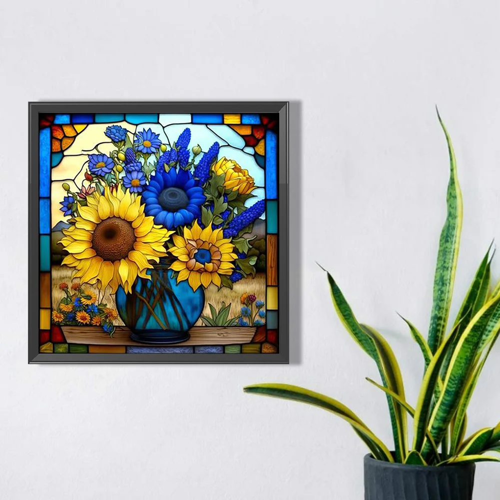 Diamond Painting - Full Round Drill - Stained Glass Sunflower(35*35cm)