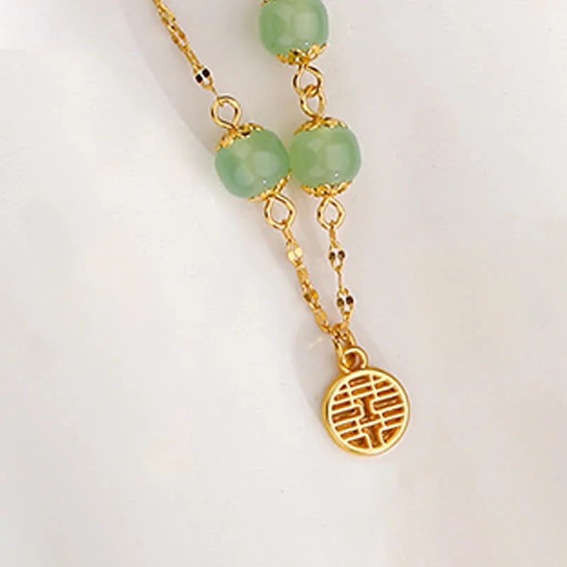 Jade Bead Peace Happiness Prosperity Chain Bracelet