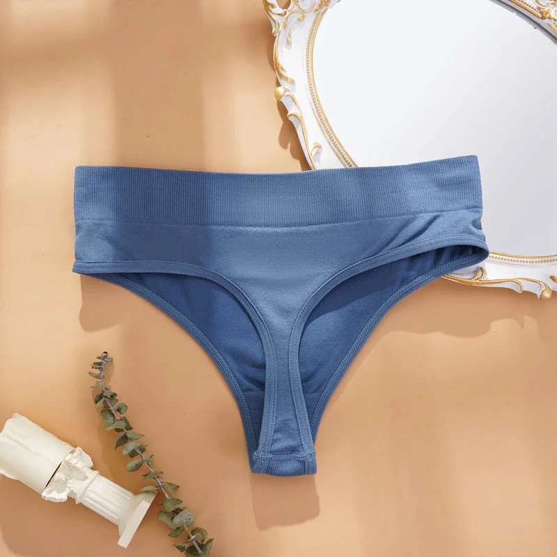 Women's Thong Cotton Panties Sexy Panties G-String Solid Color Wide Waist T back Female Seamless Thongs Intimate Underwear