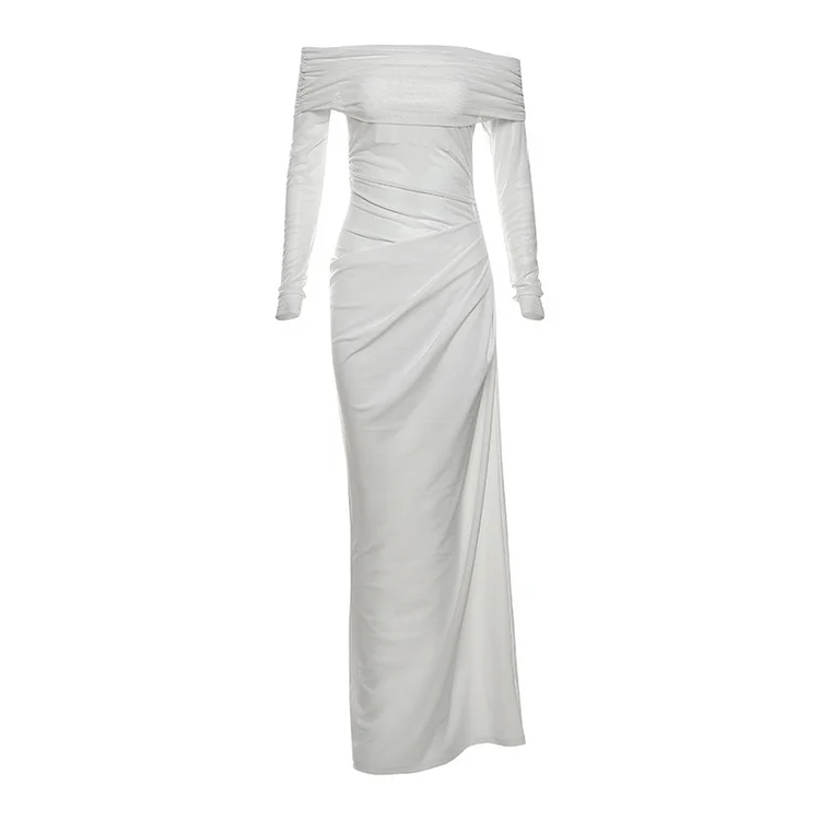 Sexy & Chic Off-Shoulder Cutout Mesh Long Dress