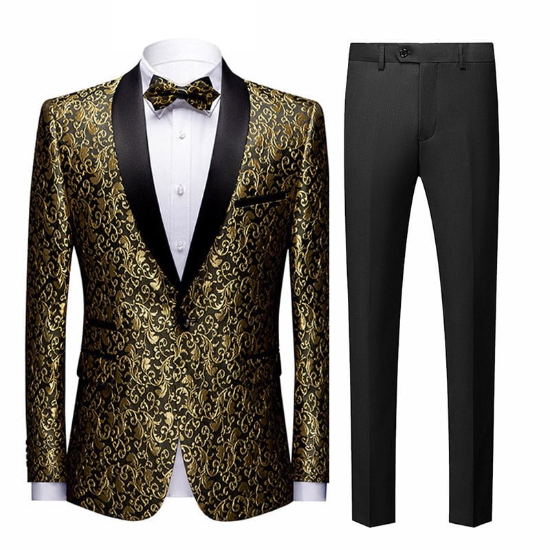 Men's 2-Piece Suits Jacquard Tuxedo 5 Color