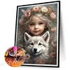 Diamond Painting-DIY Full Round Drill Cute Pet Girl