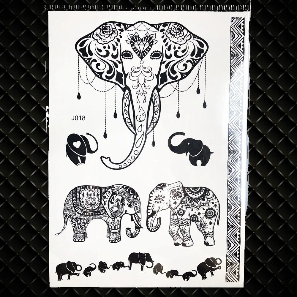 1PC Large Henna Tattoo Stickers For Wedding GBJ206 Black Ink Lace Henna Paste Women Party Brides Flower Temporary Tattoo 21x15CM