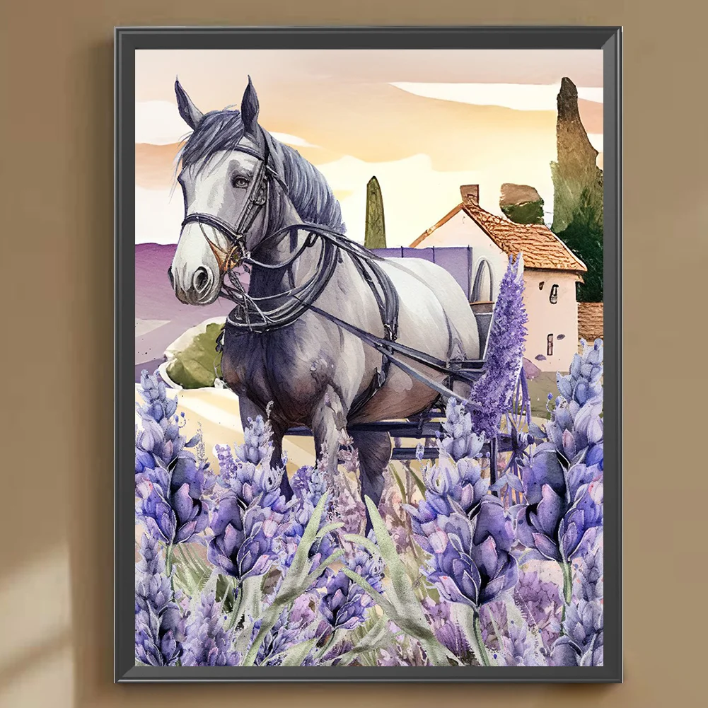 Diamond Painting - Full Round Drill - Lavender Horse(30*40cm)