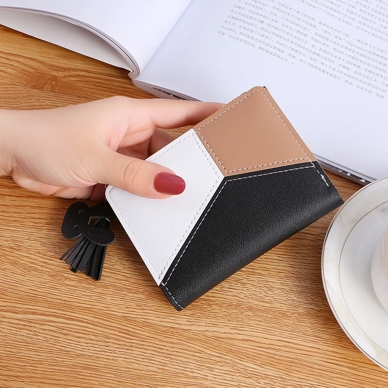 Women’s Spring&summer Pu Leather Color Block Fashion Square Zipper Buckle Coin Purse