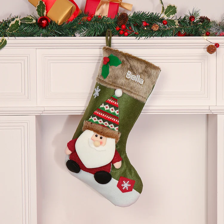 Personalized Christmas Stockings Ornaments Custom 1 Name Christmas Socks Gifts for Family Friends