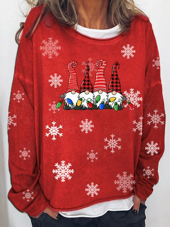 Casual Print Long Sleeve Loose Sweatshirt
