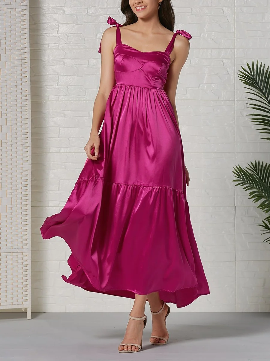 Elegant Solid Satin Slip Dress