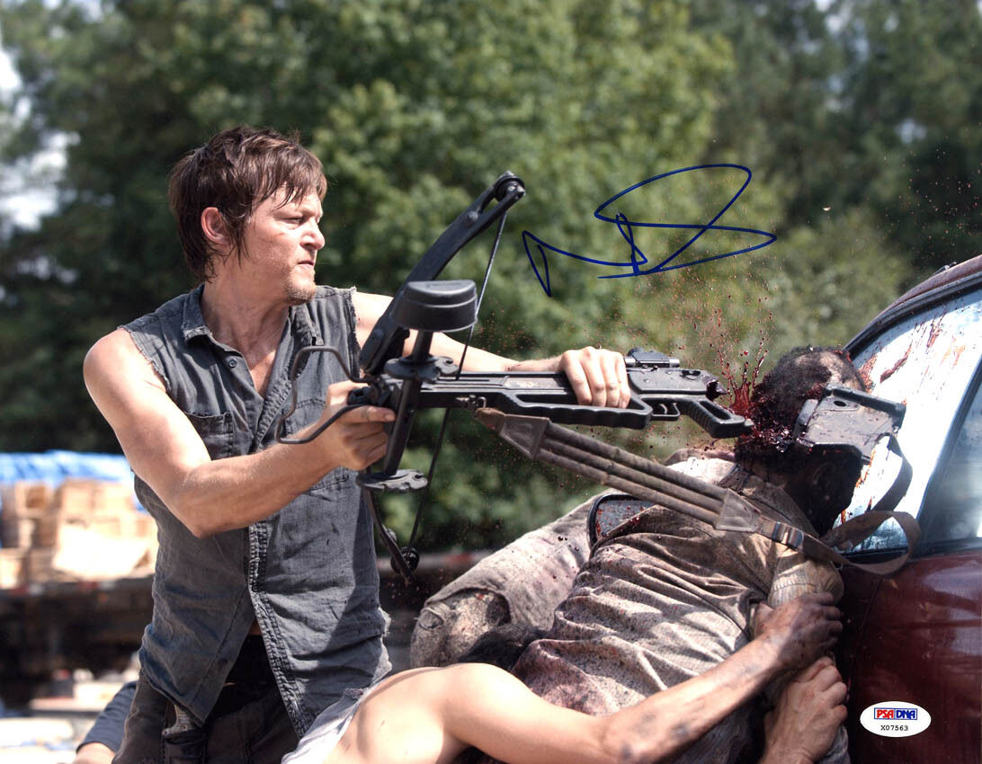 Norman Reedus SIGNED 11x14 Photo Poster painting Daryl The Walking Dead PSA/DNA AUTOGRAPHED