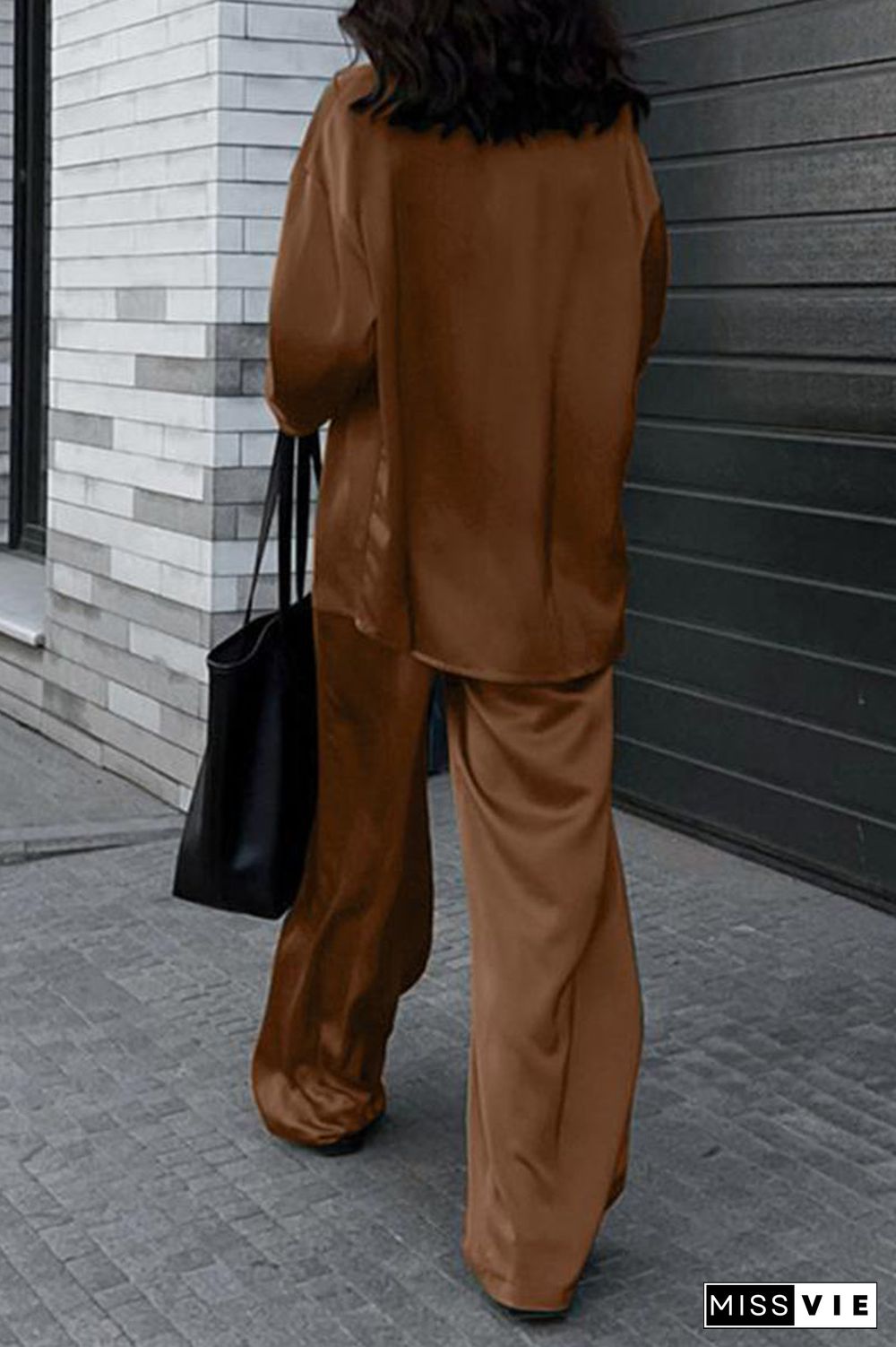 Casual Simplicity Solid Pocket Turndown Collar Long Sleeve Two Pieces