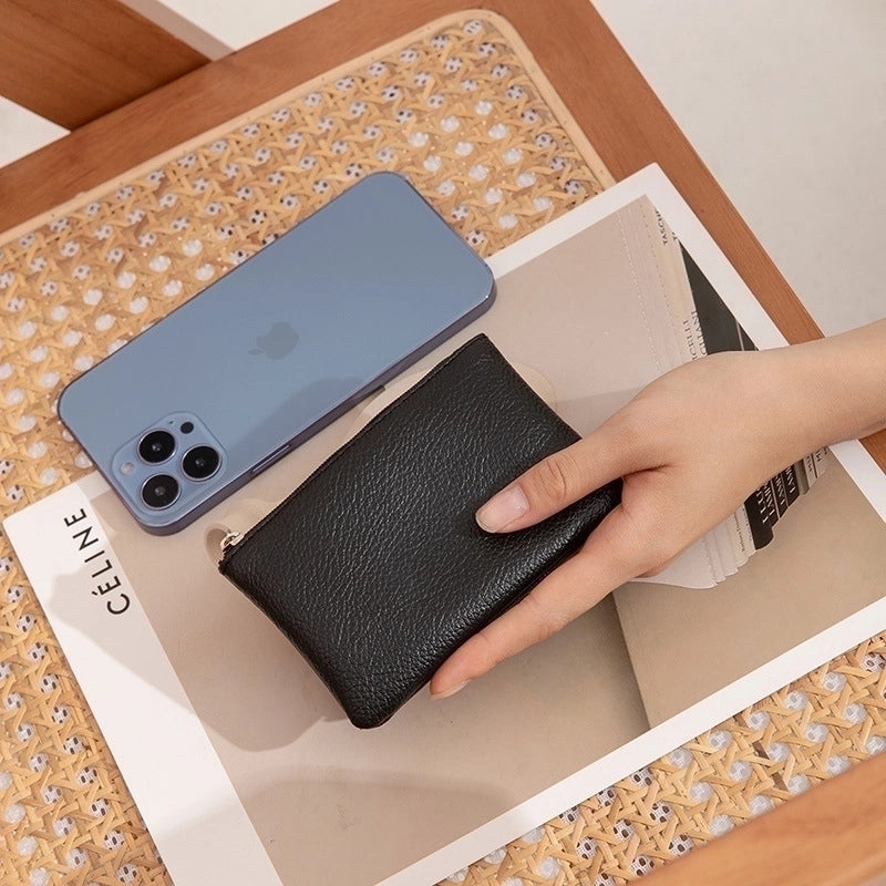 Unisex Solid Color Pu Leather Zipper Coin Purses