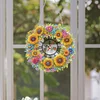 (US Only)2D Flat DIY Sunflower Wreath 5D Diamond Hanging Clock Art Craft for Home