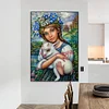 (50*70cm)Girl Holding Sheep - Round AB Drill Diamond Painting