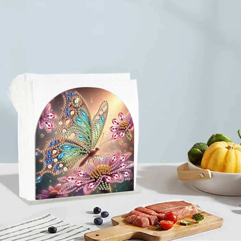 DIY Butterfly Diamond Painting Acrylic Napkin Rack Decor for Home Office Decor