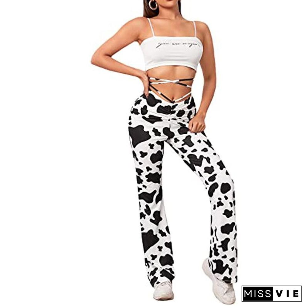 Sexy High Waist Printed Strappy Pants
