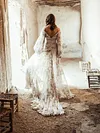 Gauze Floral Printed Bishop Sleeves Maxi Dress