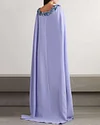 Cape crystal-embellished silk kaftan gown